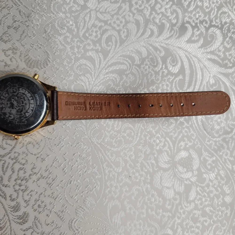 VTG Disney leather watch Fossil Mickey Mouse‎ Classic Adventures Lonesome Ghost